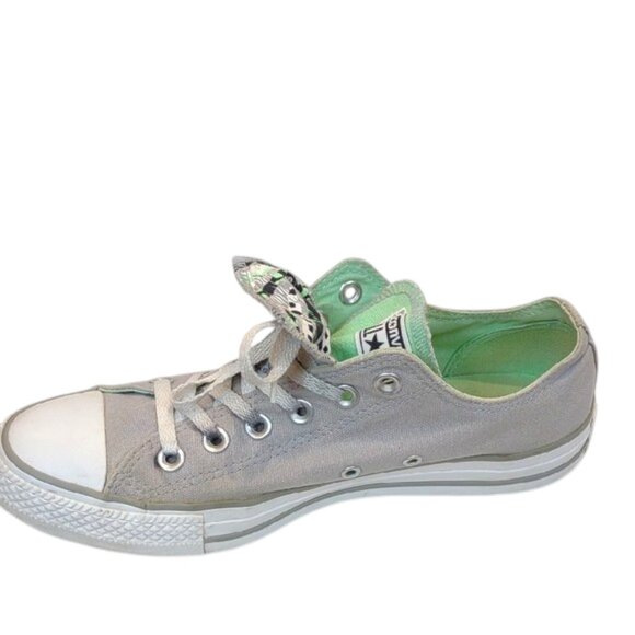 Converse Shoes - Women's Converse All Star Double Tongue Gray Mint Green Low Top Canvas Shoes